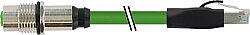 7700-44851-S7V0500 M12 fem. recept. D-cod. rear/RJ45 male 0° shielded TPE 22AWG SF/UTP CAT5e gn UL/CSA. ITC/PLTC 5m