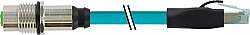 7700-51551-S4X0100 M12 fem. recept. X-cod. / RJ45 male 0° shielded TPE 4x2x26AWG SF/UTP CAT6a bu UL/CSA. CMR 1m