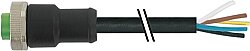 7700-A5021-UMD0750 Mini (7/8) 5 pole, Female 0° w/ Cable PUR 5x1.5 (5x16AWG) bk UL/CSA