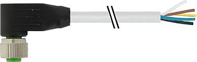 7999-12361-2280500 M12 female 90° A-cod. with cable PUR 5x0.75 gy UL/CSA 5m - 1