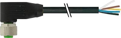7999-12361-6380500 M12 female 90° A-cod. with cable PUR 5x0.75 bk UL/CSA+drag ch. 5m - 1