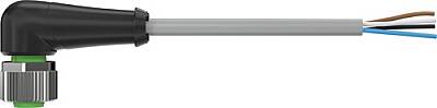 7B00-12341-2340500 M12 female 90° A-cod. with cable PUR 4x0.34 gy UL/CSA+drag ch. 5m - 1