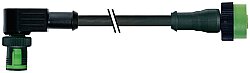 7B50-40201-6340150 MQ12 male 90° / MQ12 female 0° A-cod. PUR 4x0.34 bk UL/CSA+drag ch. 1.5m