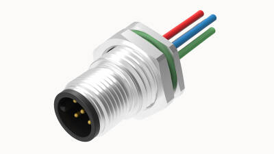 M12 A KOD 4 PİN ERKEK PANEL TİP PG9 ARKA MONTAJ 50 CM KABLOLU KONNEKTÖR OLVO - 1