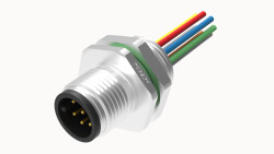M12 A KOD 5 PİN ERKEK PANEL TİP PG9 ÖN MONTAJ 50 CM KABLOLU KONNEKTÖR OLVO