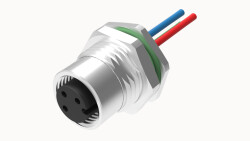 M12 A KOD 6 PİN DİŞİ PANEL TİP PG9 ARKA MONTAJ 50 CM KABLOLU KONNEKTÖR OLVO