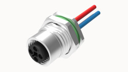 M12 T KOD 4 PİN DİŞİ PANEL TİP M16*1.5 ARKA MONTAJ 50 CM KABLOLU KONNEKTÖR OLVO