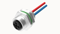 M12 T KOD 4 PİN DİŞİ PANEL TİP PG9 ÖN MONTAJ 50 CM KABLOLU KONNEKTÖR OLVO