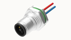 M12 T KOD 4 PİN ERKEK PANEL TİP PG9 ARKA MONTAJ 50 CM KABLOLU KONNEKTÖR OLVO