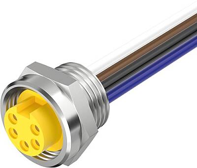 MURE-5FR-2M Mini (7/8) 5 pole, Receptacle, Female (Int.) Straight, 1/2'' NPT, PVC, IEC Colors, 16AWG, 2 m - 1